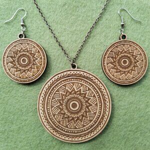 Mandala Pendant and Earrings Set